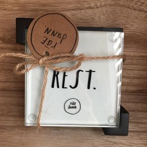 Rae Dunn Set Of 4 Glass Coasters